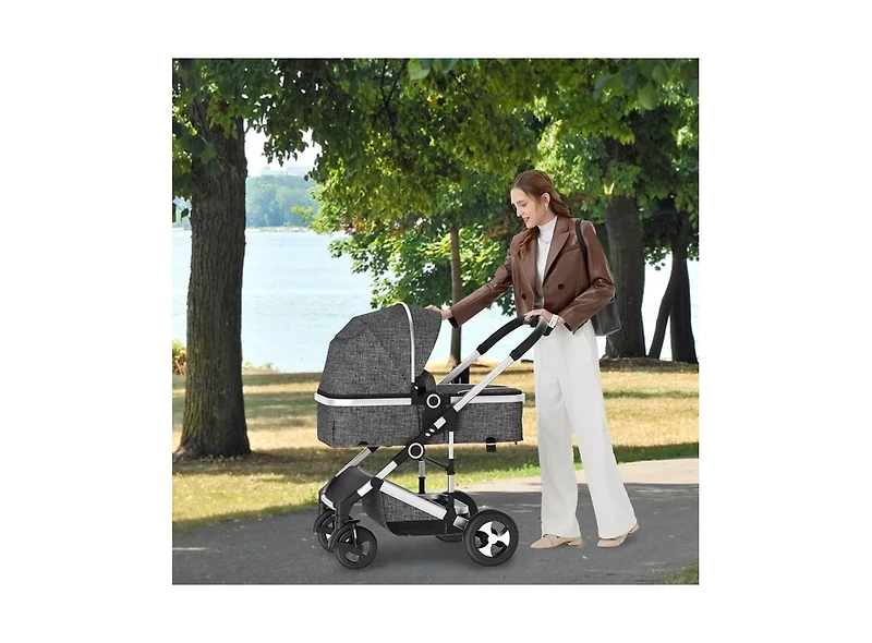 Kinder King Cozi 2 Convertible Baby Stroller, Folding High Landscape Design with Adjustable Canopy and Diaper Bag,