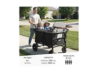 Kinder King Baby All-Terrain 4-Seat Stroller Wagon with Canopy, Shock-Absorbing Wheels, Snack Tray, Storage Bag and Adjustable Handle