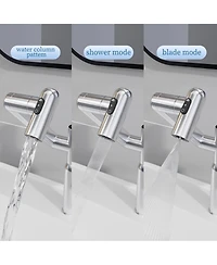 Phying Chrome Bathroom Sink Faucet with Spray Function and Temperature Display for Anti-Skid Switch and Hot and Cold and 360degree(s) Rotary