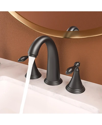 Phying 2 Handle Widespread Bathroom Faucet 3 Hole, with Pop Up Drain and 2 Water Supply Lines