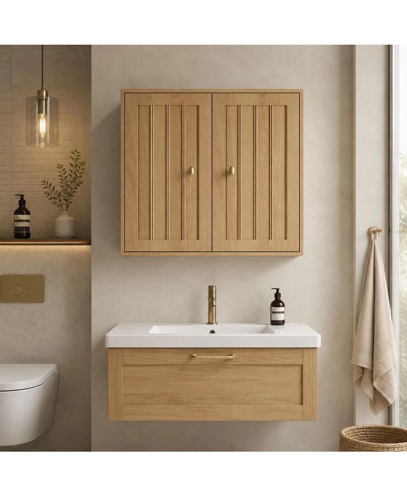 Phying Wall Mounted Bathroom Cabinet Double Door Medicine Cabinet Multipurpose Storage Cabinet for Bathroom Restroom and Hallway