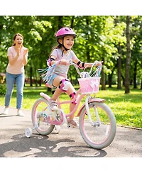 Gymax Kids Bike Toddler Bicycle with Training Wheels Hand and Coaster Brakes