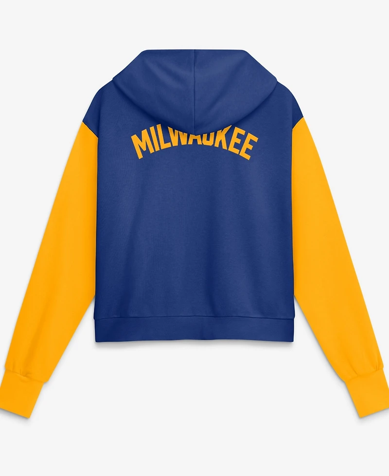 Nike Women's Royal/Gold Milwaukee Brewers Cooperstown Collection Cropped Full-Zip Hoodie