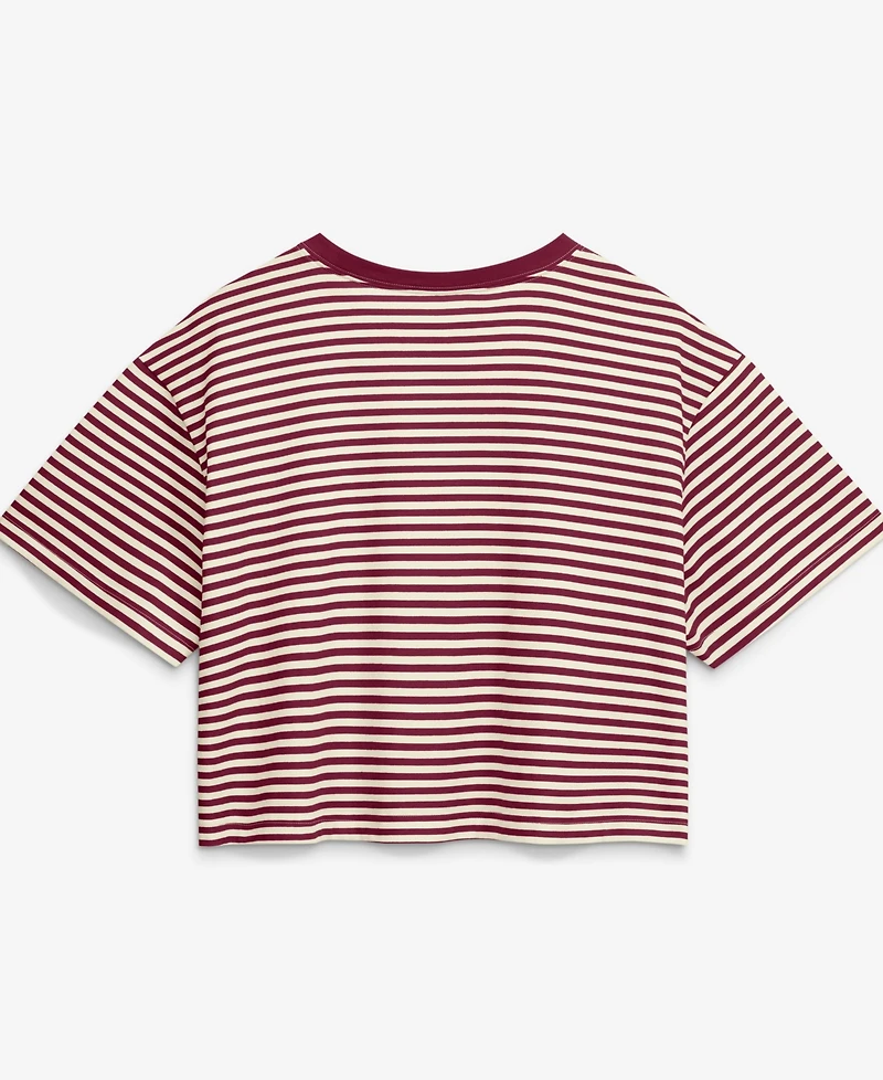 Nike Women's Burgundy/Cream Philadelphia Phillies Cooperstown Collection Striped Cropped T-Shirt
