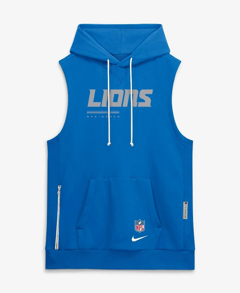 Nike Men's Blue Detroit Lions Sideline Standard Issue Dri-fit Sleeveless Hoodie
