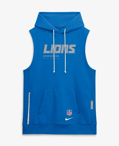 Nike Men's Blue Detroit Lions Sideline Standard Issue Dri-fit Sleeveless Hoodie