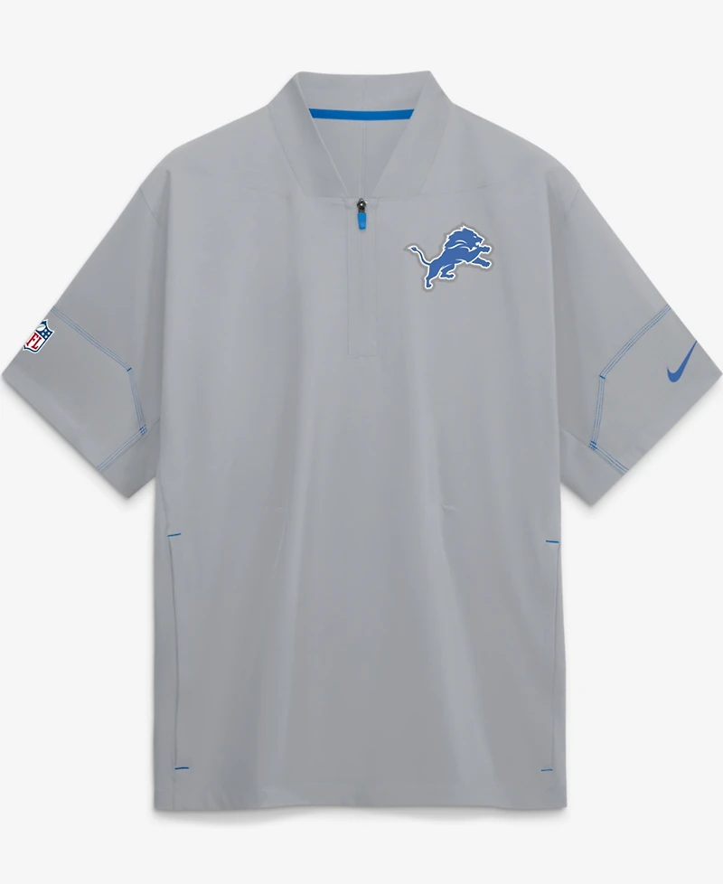 Nike Men's Gray Detroit Lions Sideline Short Sleeve Quarter-Zip Coaches Jacket