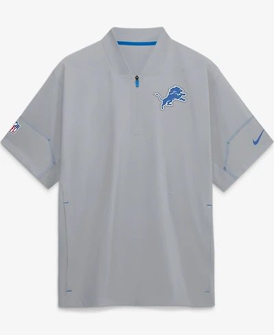 Nike Men's Gray Detroit Lions Sideline Short Sleeve Quarter-Zip Coaches Jacket