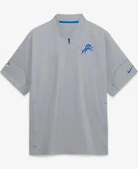 Nike Men's Gray Detroit Lions Sideline Short Sleeve Quarter-Zip Coaches Jacket