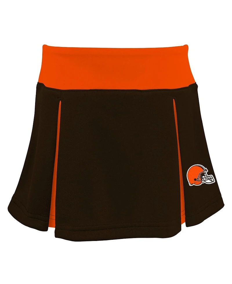 Outerstuff Girls Toddler Brown Cleveland Browns Spirit Cheer Two-Piece Cheerleader Set with Bloomers