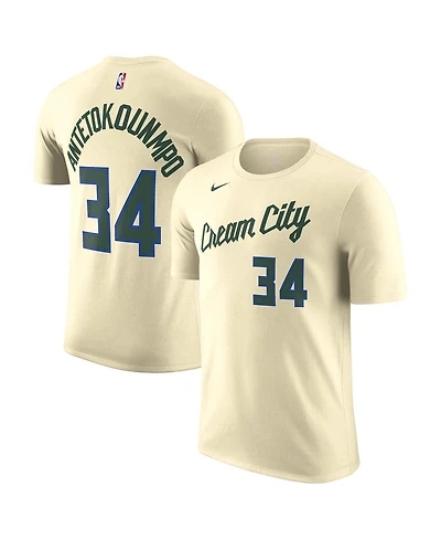 Nike Men's and Women's Giannis Antetokounmpo Cream Milwaukee Bucks 2025/26 City Edition Name Number T-Shirt