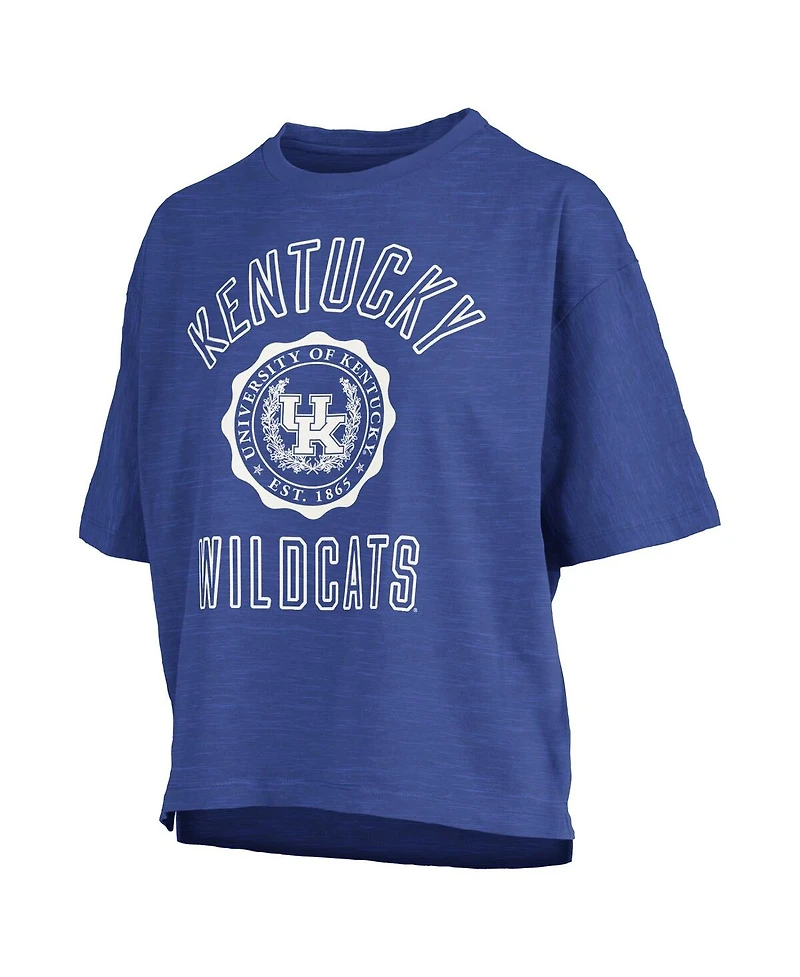 Pressbox Women's Royal Kentucky Wildcats Motley Crew Bishop Waist Length Oversized Slub T-Shirt
