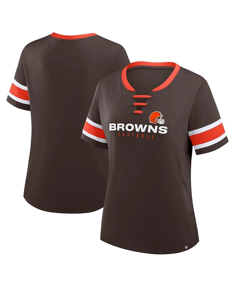 Fanatics Women's Brown Cleveland Browns Redzone Draw Play Athena Lace-Up T-Shirt