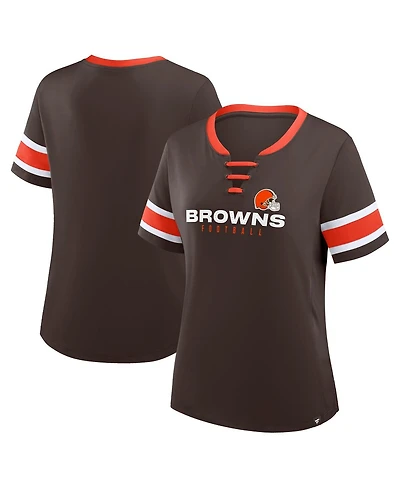 Fanatics Women's Brown Cleveland Browns Redzone Draw Play Athena Lace-Up T-Shirt