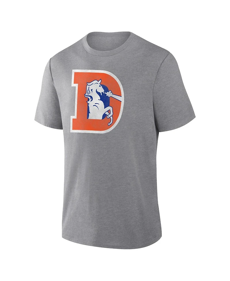 Fanatics Men's Heather Gray Denver Broncos Vintage Heritage Tribute Tri-Blend T-Shirt