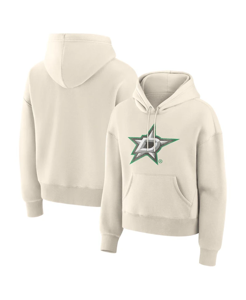 Fanatics Women's Cream Dallas Stars Distressed Logo Hoodie