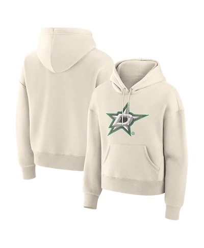 Fanatics Women's Cream Dallas Stars Distressed Logo Hoodie
