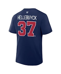 Fanatics Men's Connor Hellebuyck Navy Winnipeg Jets Authentic Stack Name Number T-Shirt