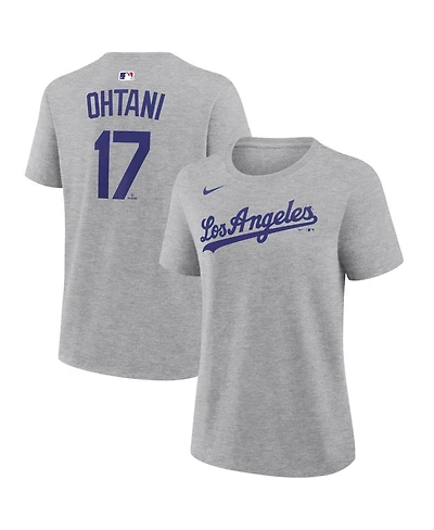 Nike Women's Shohei Ohtani Heather Gray Los Angeles Dodgers Name Number T-Shirt