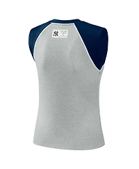Wear by Erin Andrews Women's Heather Gray New York Yankees Cropped Raglan Tank Top