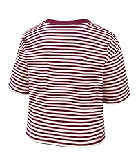 Nike Women's Burgundy/Cream Philadelphia Phillies Cooperstown Collection Striped Cropped T-Shirt