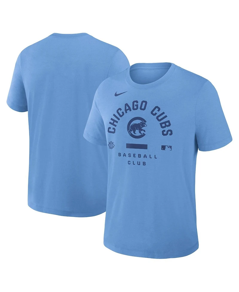 Nike Men's Light Blue Chicago Cubs Authentic Collection Early Work Tri-Blend Dri-fit T-Shirt
