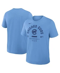 Nike Men's Light Blue Chicago Cubs Authentic Collection Early Work Tri-Blend Dri-fit T-Shirt