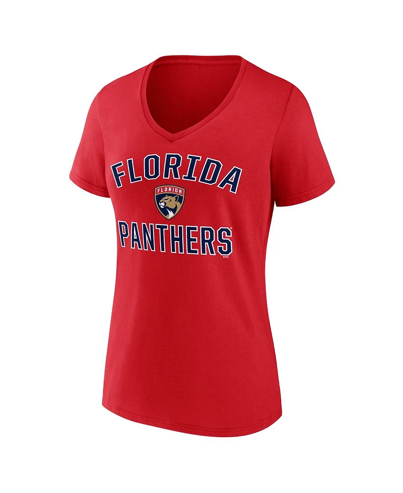 Logo Athletic Women's Red Florida Panthers Arch Victory V-Neck T-Shirt