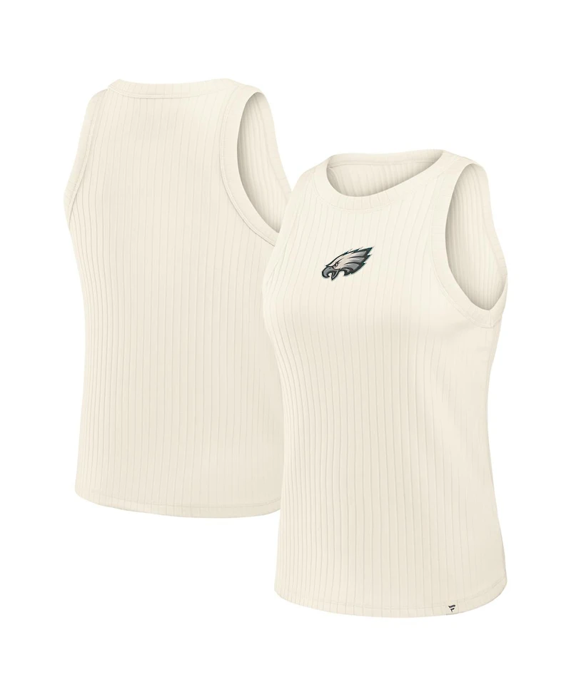 Fanatics Women's Cream Philadelphia Eagles Star Play Tri-Blend Ribbed Tank Top