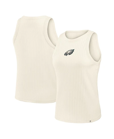 Fanatics Women's Cream Philadelphia Eagles Star Play Tri-Blend Ribbed Tank Top