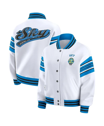Wear by Erin Andrews Women's White/ Wnba Full-Snap Fleece Sweatshirt Jacket