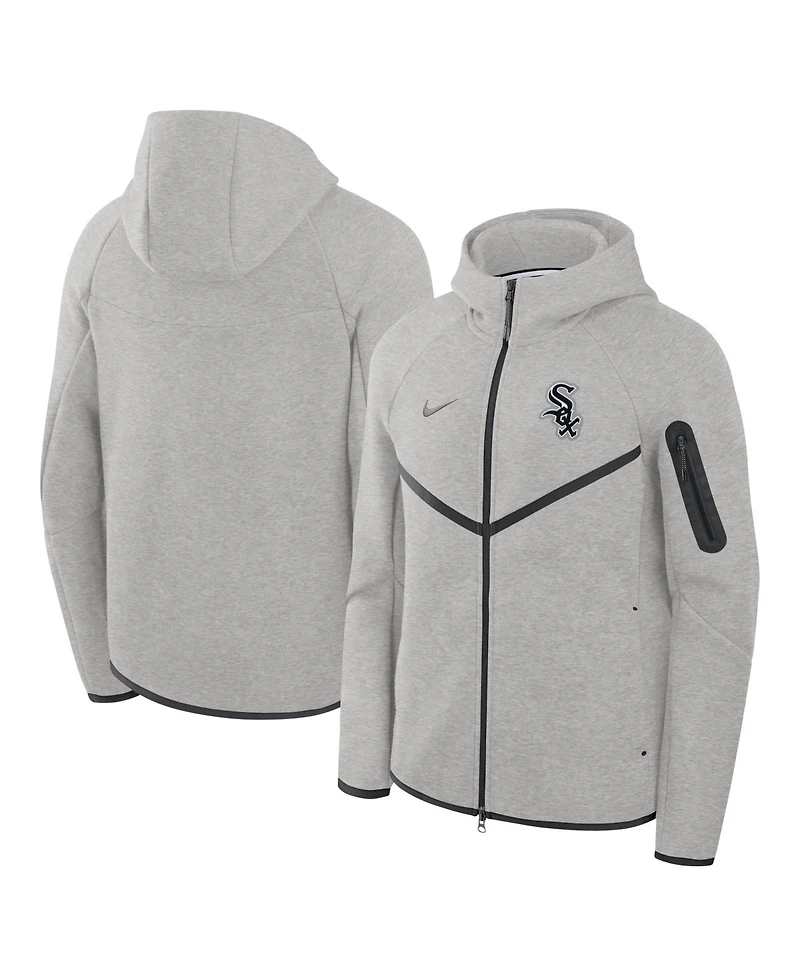 Nike Men's Heather Gray Chicago White Sox Tech Fleece Raglan Full-Zip Windrunner Hoodie