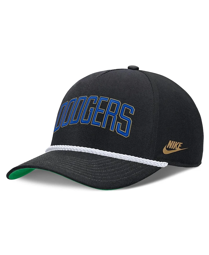 Nike Men's Black Brooklyn Dodgers Cooperstown Collection Rise Adjustable Hat