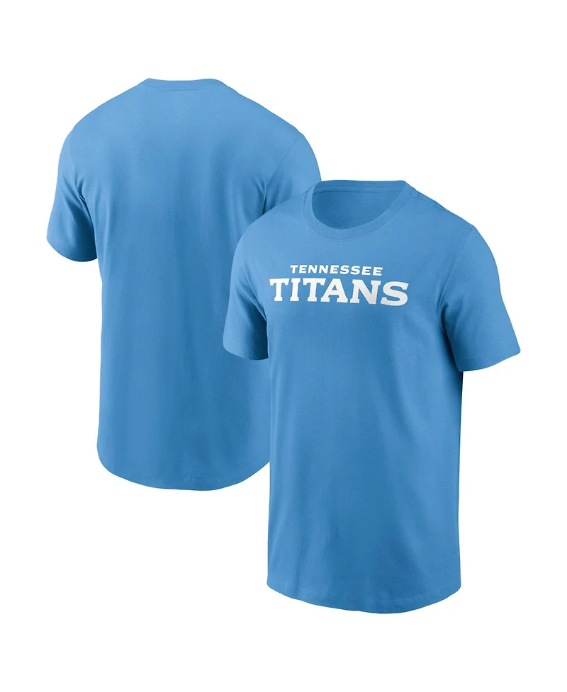 Nike Men's Light Blue Tennessee Titans Primetime Wordmark Essential T-Shirt