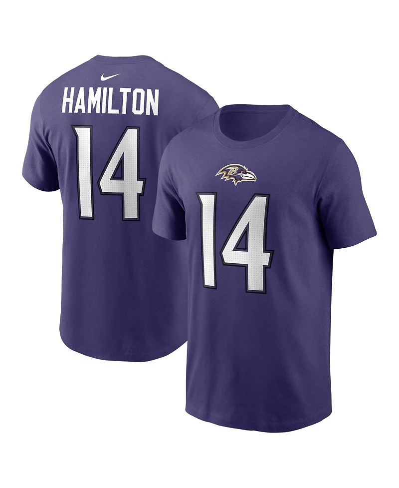 Nike Men's Kyle Hamilton Purple Baltimore Ravens Name Number T-Shirt