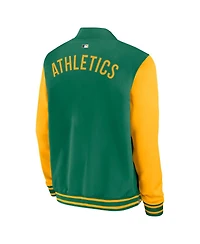 Nike Men's Kelly Green Athletics Authentic Collection Dugout Relaxed Full-Zip Bomber Jacket