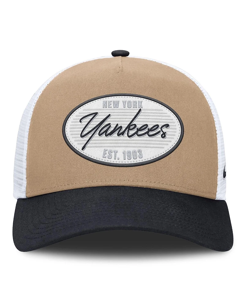Nike Men's Khaki/Navy New York Yankees Rise A-Frame Trucker Adjustable Hat