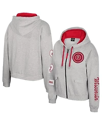 Colosseum Women's Gray Wisconsin Badgers Alfie Full-Zip Hoodie Jacket