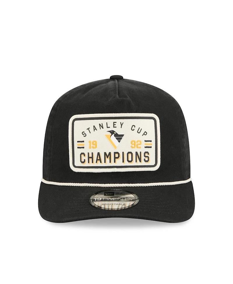New Era Men's Black Pittsburgh Penguins Throwback Stanley Cup Champions Side Patch 19TWENTY Adjustable Hat