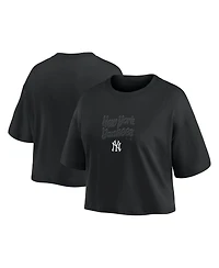 Fanatics Women's New York Yankees Blackout Wave Cropped Top