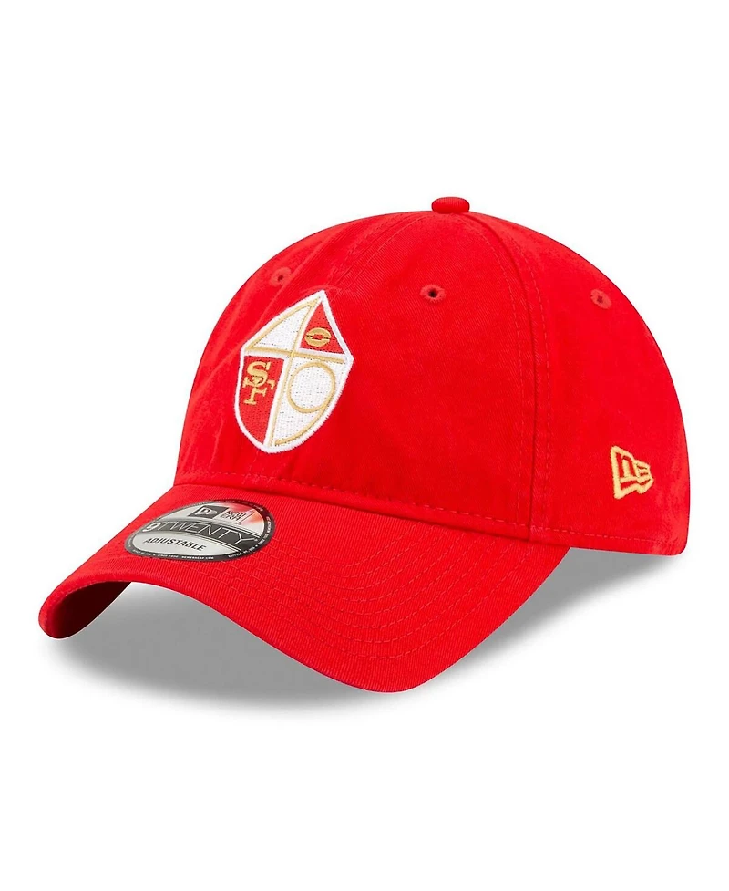 New Era Men's Scarlet San Francisco 49ers 80th Anniversary Throwback Side Patch 9TWENTY Adjustable Hat