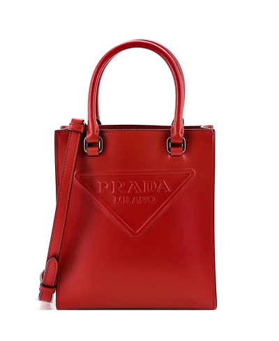 Pre-Owned Prada Mini Logo Drill Tote Leather