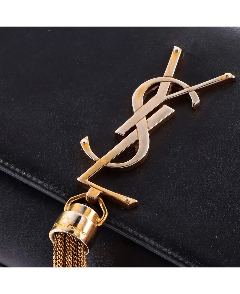 Pre-Owned Saint Laurent Long Classic Monogram Tassel Clutch Leather