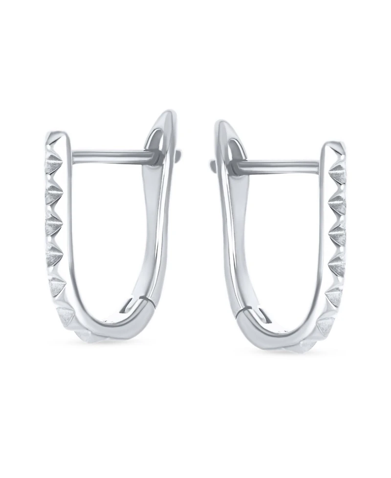 Bling Jewelry Modern Thin Huggie U Shape Hoop Earrings 14K Plated