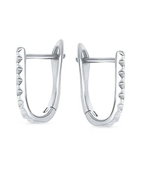 Bling Jewelry Modern Thin Huggie U Shape Hoop Earrings 14K Plated