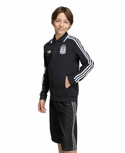 Adidas Big Boys and Girls Black Argentina National Team Away Full-Zip Anthem Jacket
