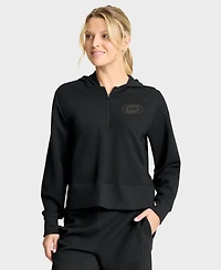 Fanatics Women's Black Carolina Hurricanes Authentic Pro Road Tri-Blend Quarter-Zip Hoodie