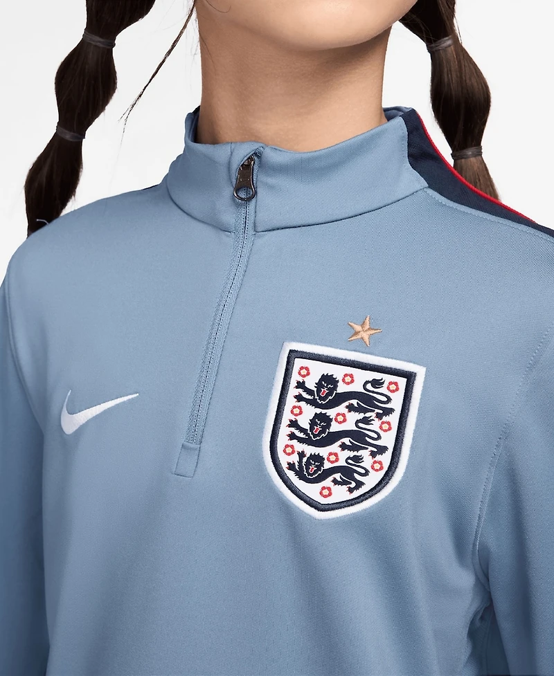 Nike Big Boys and Girls Blue England National Team 2026 Strike Dri-fit Long Sleeve Quarter-Zip Drill Top