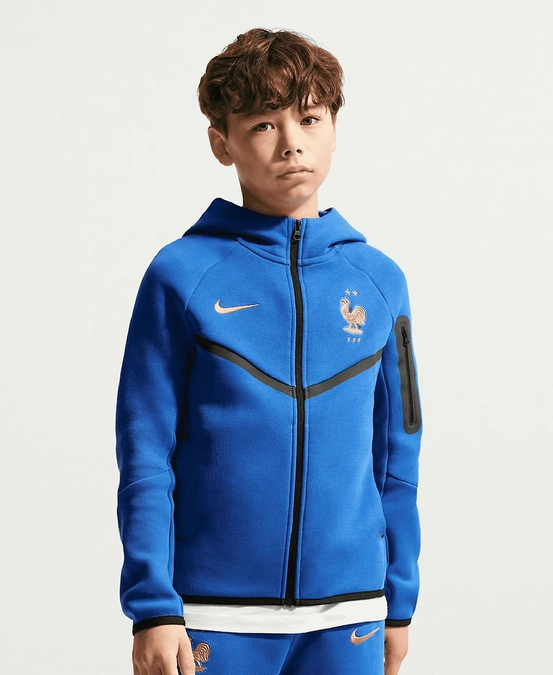 Nike Big Boys and Girls Blue France National Team Tech Fleece Full-Zip Hoodie
