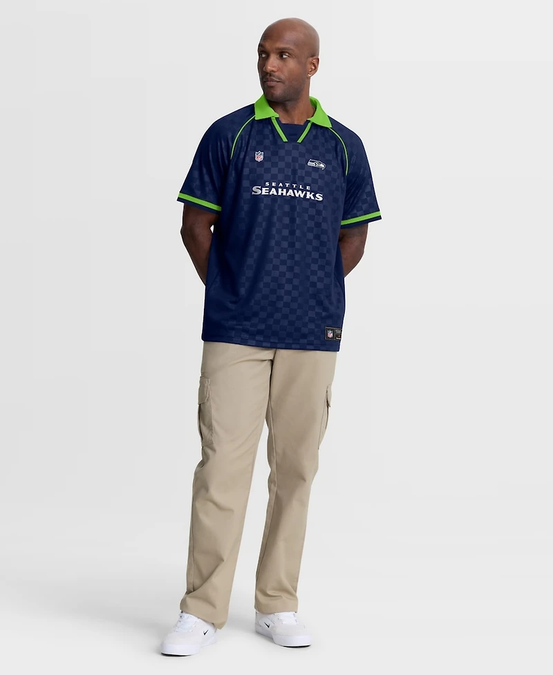 Fanatics Men's College Navy/Neon Green Seattle Seahawks Homerun Raglan V-Neck Polo Shirt